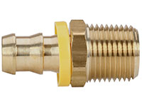 1/2 Inch (in) Hose Inner Diameter and 1/2 Inch (in) Pipe Thread size Brass Hose x Male NPT Grip-On Fitting