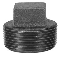 1/8 Inch (in) Size BMI Square Head Black Malleable Iron Threaded Plug